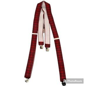 Tobby Red Plaid Pattern Suspenders Braces Austrian